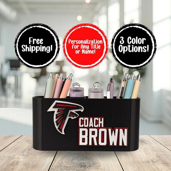 Personalized Falcons Desk Organizer, Custom Falcons Gifts, Gift for Teacher - Picture 1 of 10